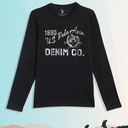 u.s. polo assn. kids U.S.Polo Assn. Kids Boys Black Printed Pure Cotton T-shirt-picture-17