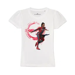 Marvel by Wear Your Mind Girls White Printed Pure Cotton T-shirt-picture-34