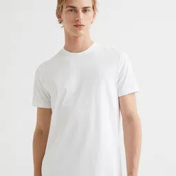 H&M White Slim Fit Pima Cotton T-Shirt-picture-40