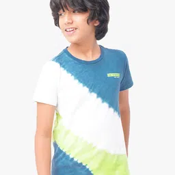 edheads Boys Blue & Green Colourblocked Round Neck Cotton T-shirt-picture-50