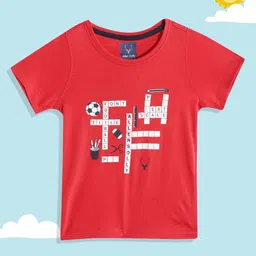 Allen Solly Junior Boys Red & White Graphic Printed Cotton T-shirt-picture-10
