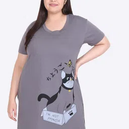 IN Love Plus Size Printed Cotton Longline Lounge T-Shirt-picture-19