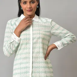 W Women White Printed Organic Cotton Casual Shirt-image-86