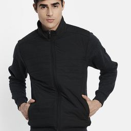 Octave Men Grey Mock Neck Front Open Sweatshirt-picture-3