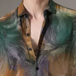 Banana Club Men Classic Abstract Printed Spread Collar Casual Shirt image 2