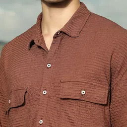 Campus Sutra Men Relaxed Oversized Fit Spread Collar Textured Casual Shirt image 5