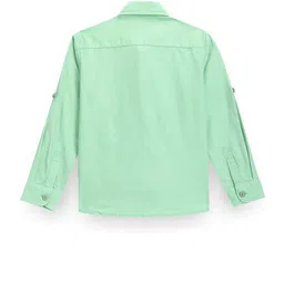 U.S. Polo Assn. Kids Boys Classic Spread Collar Roll Up Sleeves Twill Pure Cotton Shirt image 2