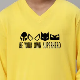 Friskers Boys Yellow Typography Printed V-Neck Raw Edge T-shirt image 3