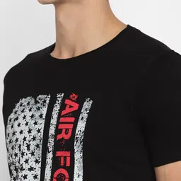appulse Men Black Graphic Printed Cotton Regular Fit T-shirt image 2