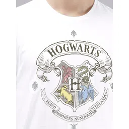 Free Authority Men White Harry Potter Printed Round Neck T-shirt image 3