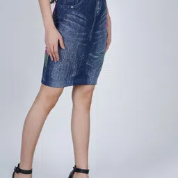BAESD Printed Straight High Waist Denim Mini  Stretchable Skirt image 4