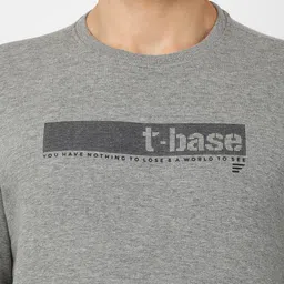 t-base Men Grey Melange Solid Sweatshirt image 4