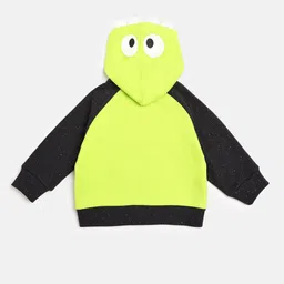 Chicco Boys Fluorescent Green Colourblocked Hooded Sweatshirt image 3