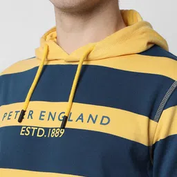 Peter England Casuals Striped Hooded Cotton Sweatshirt image 2