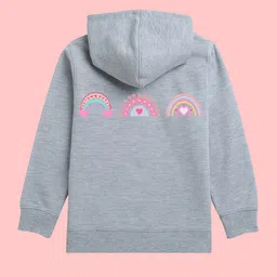 NUSYL Girls Graphic Printed Fleece Hooded Pullover Sweatshirt image 2