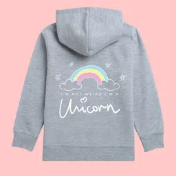 NUSYL Girls Graphic Printed Fleece Hooded Pullover Sweatshirt image 3