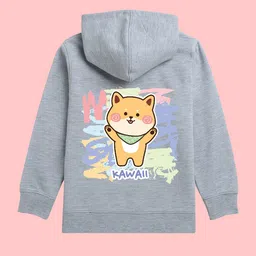 NUSYL Girls Typography Printed Hooded Fleece Sweatshirt image 3