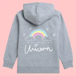 NUSYL Girls Graphic Printed Hooded Fleece Pullover image 2