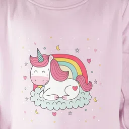 Ninos Dreams Girls Lavender Unicorn Printed Fleece Sweatshirt image 2