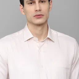Luxure by Louis Philippe Men Cream-Coloured Regular Fit Textured Cotton Formal Shirt image 4