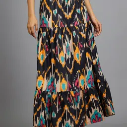 HANDICRAFT PALACE Printed Pure Cotton Flared Maxi Skirt image 4