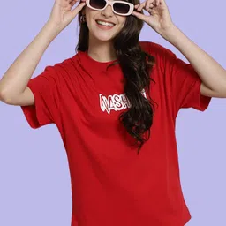 Fabflee Pack Of 2 Printed Drop-Shoulder Sleeves Cotton Oversized T-shirt image 2