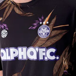 The Indian Garage Co Black Tropical Printed Drop Shoulder Sleeves Oversized T-shirt image 4