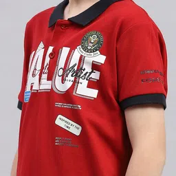 Monte Carlo Boys Polo Collar Short Sleeves Typography Printed Regular Fit Cotton T-shirt image 4
