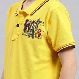 Monte Carlo Boys Polo Collar Short Sleeves Typography Printed Regular Fit Cotton T-shirt image 2