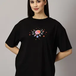 THE HOLLANDER Graphic Printed Drop Shoulder Sleeves Cotton Oversized T-shirt image 3