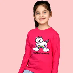 NUSYL Girls Black & Pink Pack of 2 Graphic Printed T-shirts image 4