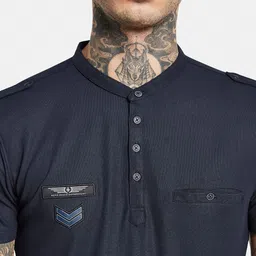 Octave Mandarin Collar Cotton T-shirt image 2