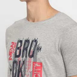 appulse Men Grey Melange Cotton Typography Printed Regular Fit T-shirt image 2