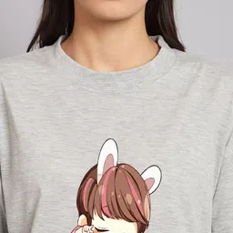 Imsa Moda Graphic Printed Drop-Shoulder Sleeves Cotton T-shirt image 3