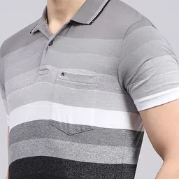 Monte Carlo Striped Polo Collar Cotton T-shirt image 2