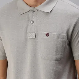 ONN Men Grey Melange Polo Collar T-shirt image 2