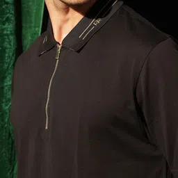 RARE RABBIT Men Solid Polo Collar Cotton T-shirt image 3