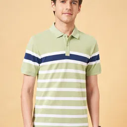 BYFORD by Pantaloons Striped Polo Collar Short Sleeves Cotton Slim Fit Shirt image 4