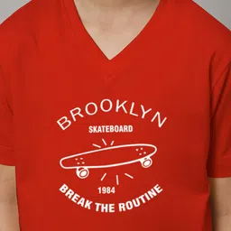 Friskers Boys Typography Printed V-Neck Pure Cotton T-Shirt image 2