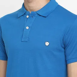 Alan Jones Men Blue Polo Collar Slim Fit T-shirt image 4