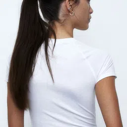 H&M Cropped V-Neck T-Shirt image 2