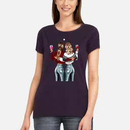 CHOZI Pack Of 2 Graphic Printed Extended Sleeves Cotton T-shirt image 2