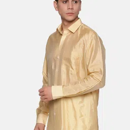 Sethukrishna Men Gold Silk Standard Casual Shirt image 3