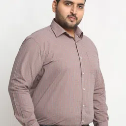 plusS Plus Size Pink Micro Checked Opaque Formal Shirt image 5