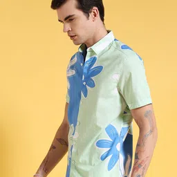 The Indian Garage Co Slim Fit Floral Printed Casual Pure Cotton Shirt image 2
