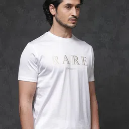 RARE RABBIT Men Echon Regular Fit Typography Printed Round Neck Cotton T-Shirt image 3