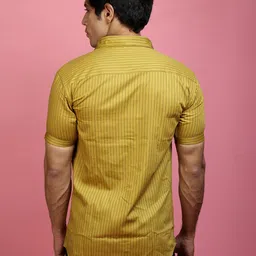 INDIAN THREADS India Slim Fit Striped Spread Collar Cotton Casual Shirt image 5