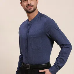 INVICTUS Band Collar Original Slim Fit Opaque Knit Formal Shirt image 4