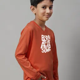 Friskers Boys Typography Printed V-Neck Bio Wash Pure Cotton Casual T-shirt image 3
