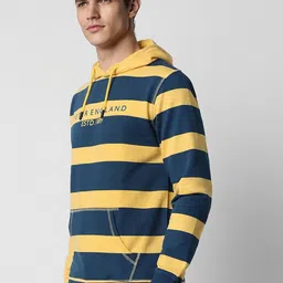 Peter England Casuals Striped Hooded Cotton Sweatshirt image 3